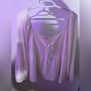 Pink Lily White Long Sleeve Top